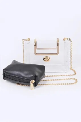 2 In 1 Convertible Clear Clutch Bag