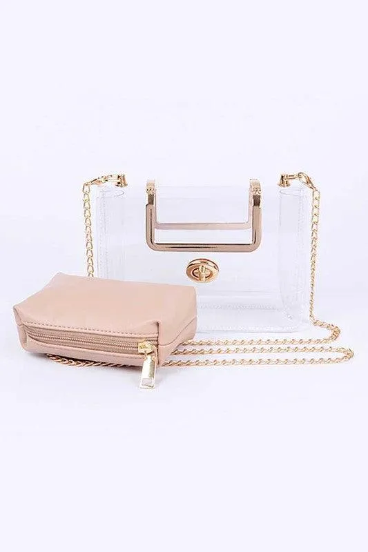 2 In 1 Convertible Clear Clutch Bag