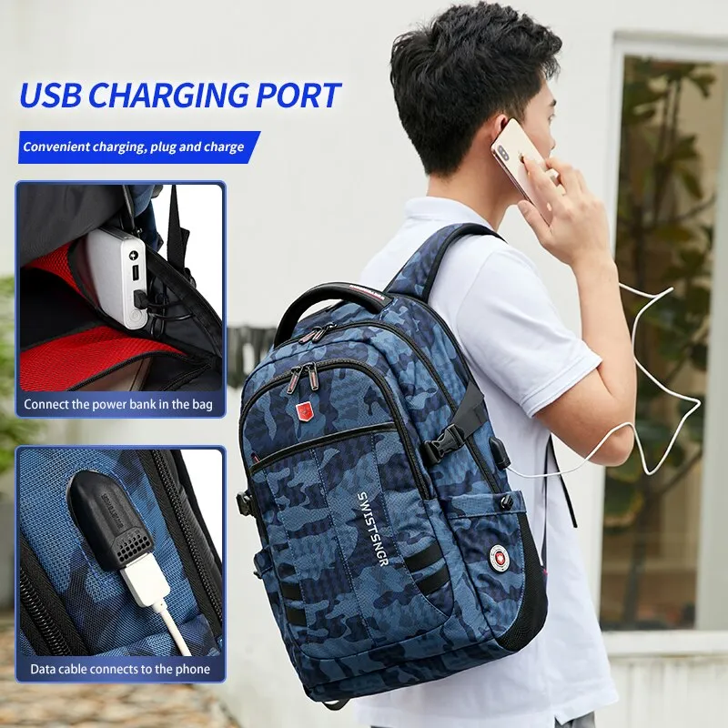 2023 New Waterproof Backpacks USB Charging School Bag