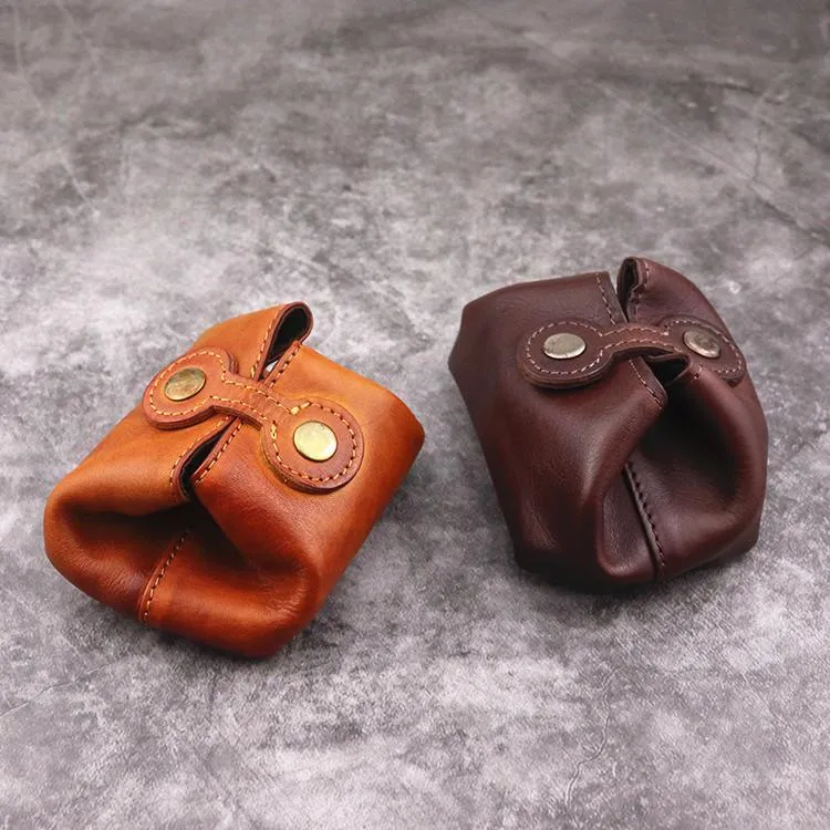 Black Women Mens Leather Coin Purse Coin Pouch Change Case Mini Leather Pouch For Men and Women