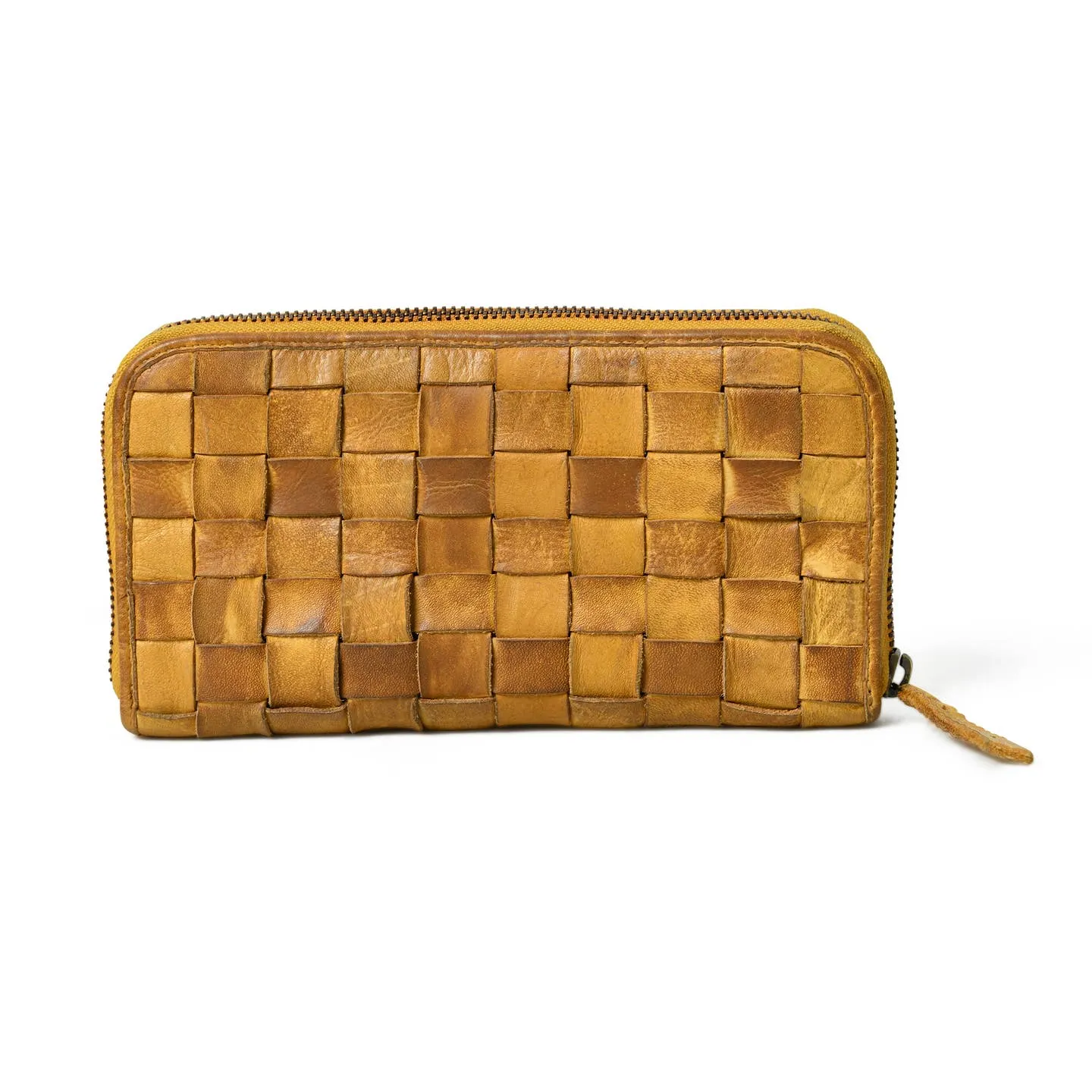 Cata Woven Leather Zip Wallet