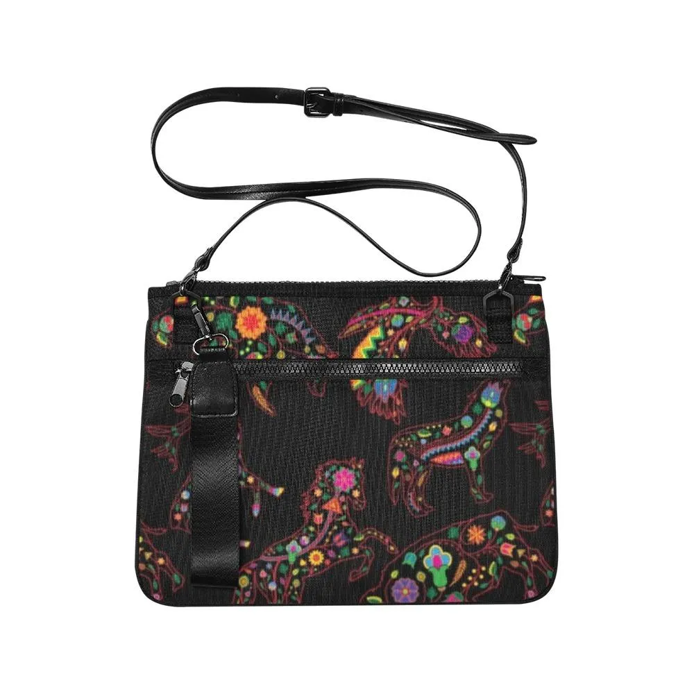 Neon Floral Animals Slim Clutch Bag