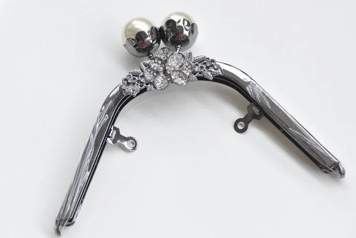 Retro Pearl Head Purse Frame With Screws Handle Purse Frame 18cm ( 7")