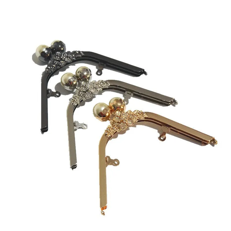 Retro Pearl Head Purse Frame With Screws Handle Purse Frame 18cm ( 7")