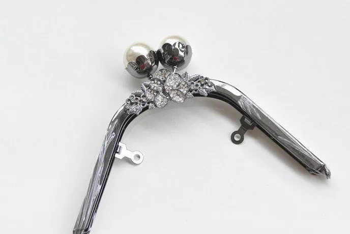 Retro Pearl Head Purse Frame With Screws Handle Purse Frame 18cm ( 7")