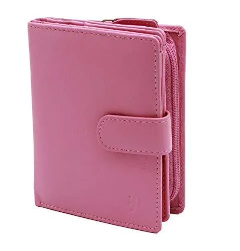 STARHIDE Women Genuine Leather Clutch Wallet with Id Window and Side Zipped Coin Pouch 5530