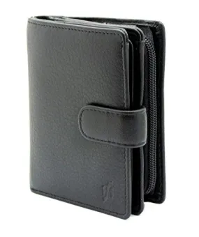 STARHIDE Women Genuine Leather Clutch Wallet with Id Window and Side Zipped Coin Pouch 5530