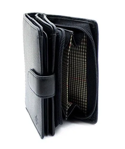 STARHIDE Women Genuine Leather Clutch Wallet with Id Window and Side Zipped Coin Pouch 5530