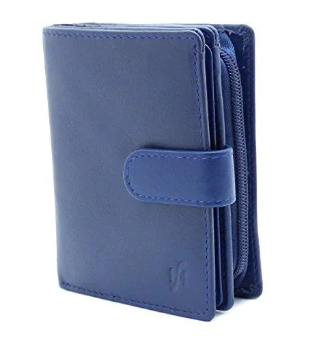 STARHIDE Women Genuine Leather Clutch Wallet with Id Window and Side Zipped Coin Pouch 5530