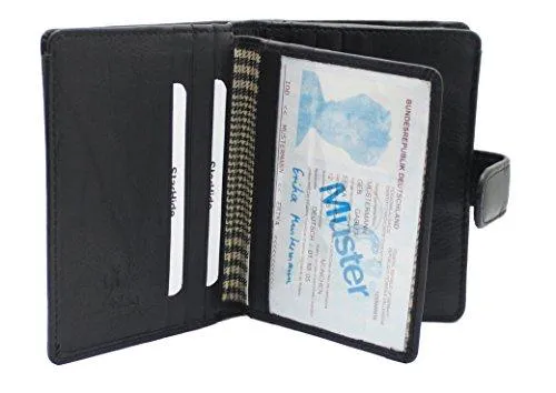 STARHIDE Women Genuine Leather Clutch Wallet with Id Window and Side Zipped Coin Pouch 5530