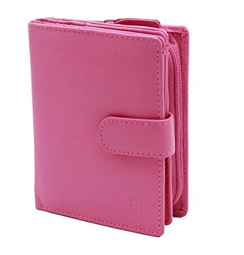 STARHIDE Women Genuine Leather Clutch Wallet with Id Window and Side Zipped Coin Pouch 5530