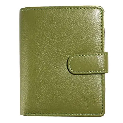 STARHIDE Women Genuine Leather Clutch Wallet with Id Window and Side Zipped Coin Pouch 5530