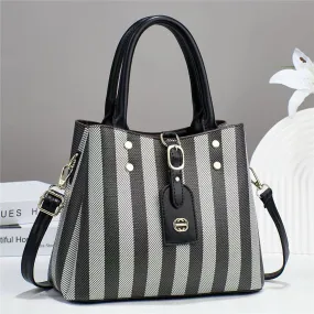 Striped Lambskin Satchel black and gary